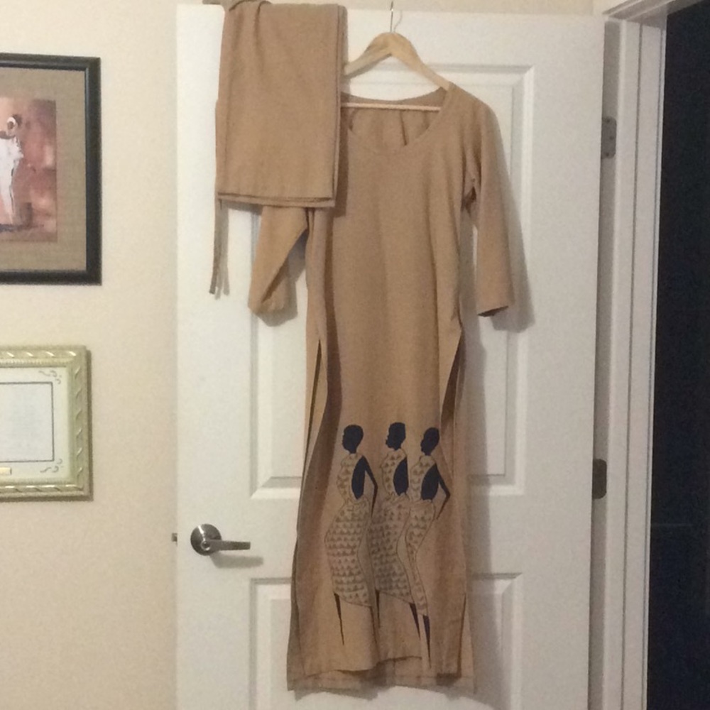 Hand painted african Tunic -draw string pant set